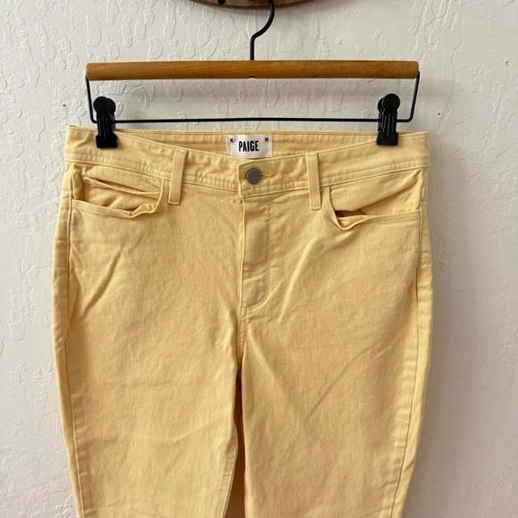Paige Butter Yellow Claudine Ankle Flare Denim Jeans Size 30 - Picture 6 of 12